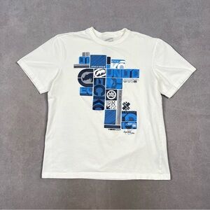 Ecko Unlimited White and Blue Short Sleeve Tee with Graphic Design